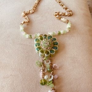 Beautiful Green & Pink Beads Multi Color Necklace. One of a kind